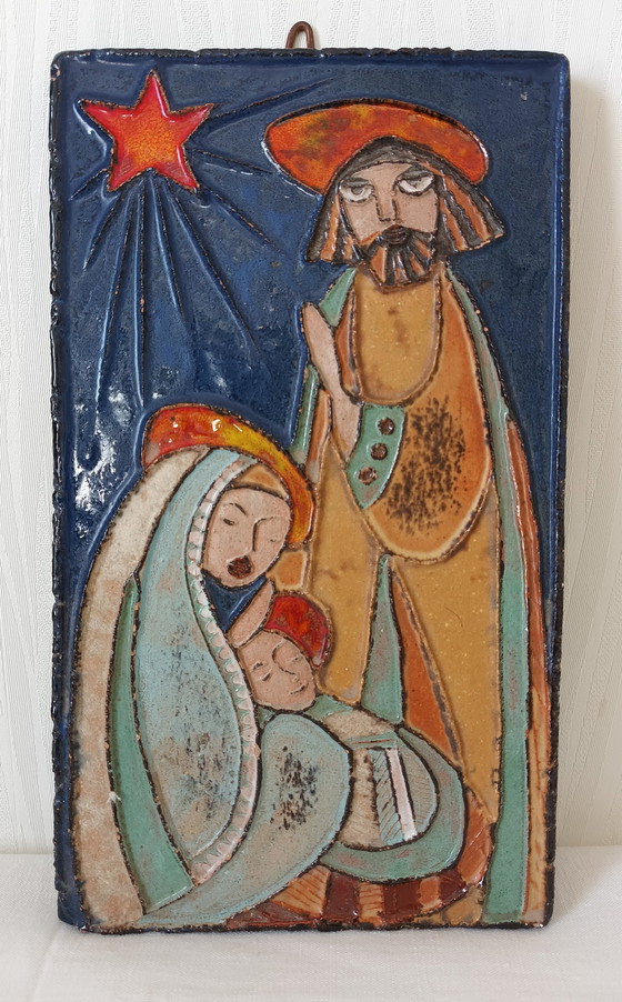 Image 1 of Terracotta religieuze plaquette Vallauris Vintage