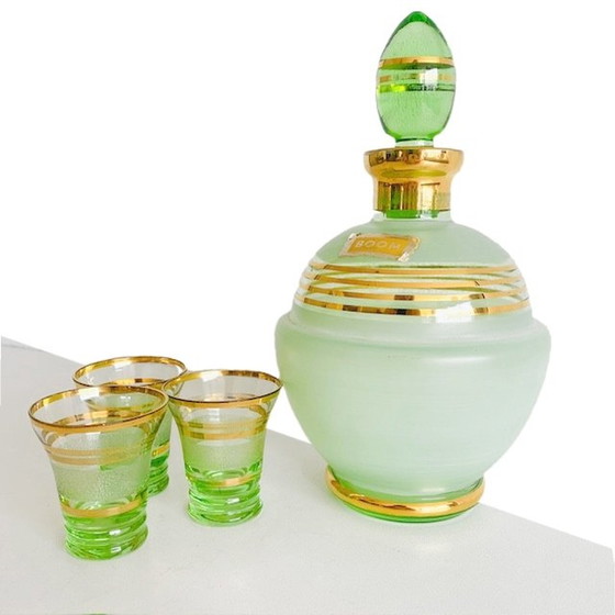 Image 1 of Vintage artdeco likeur decanter karaf en likeurglaasjes Booms Glas