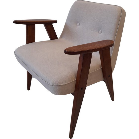 Image 1 of Vintage fauteuils in beige linnen model 366 van Józef Chierowski, jaren 1960