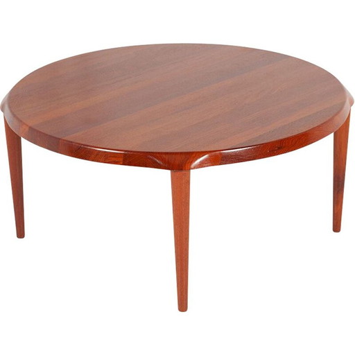 Ronde vintage salontafel in massief teakhout van John Boné voor Mikael Laursen, Denemarken 1960
