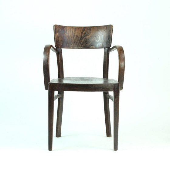 Image 1 of Vintage eikenhouten bureaustoel van Thonet, Tsjecho-Slowakije, jaren 1930