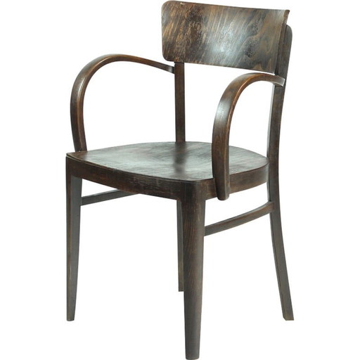 Vintage eikenhouten bureaustoel van Thonet, Tsjecho-Slowakije, jaren 1930