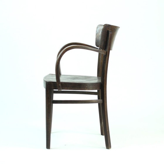 Image 1 of Vintage eikenhouten bureaustoel van Thonet, Tsjecho-Slowakije, jaren 1930