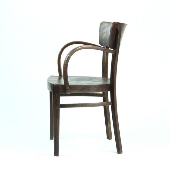 Image 1 of Vintage eikenhouten bureaustoel van Thonet, Tsjecho-Slowakije, jaren 1930