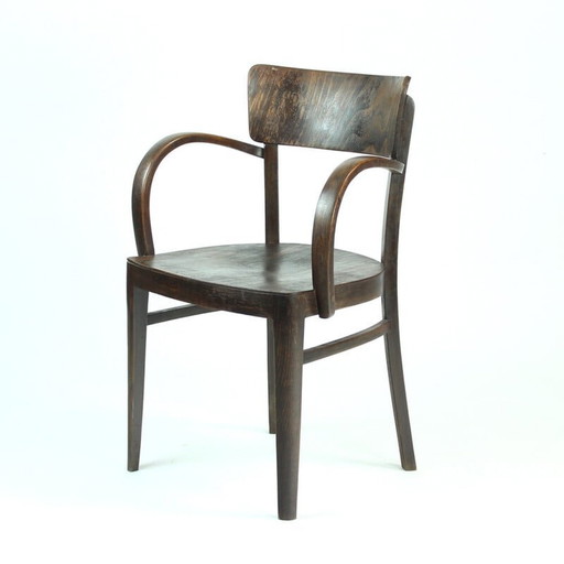 Vintage eikenhouten bureaustoel van Thonet, Tsjecho-Slowakije, jaren 1930