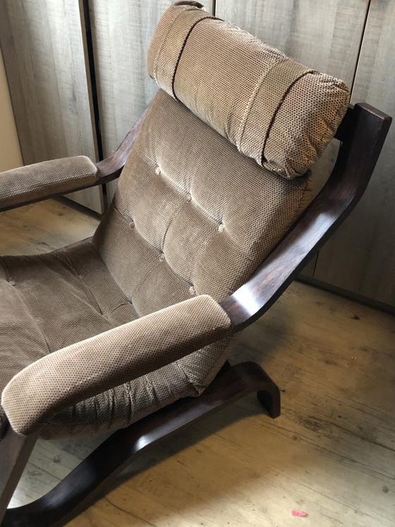 Image 1 of Vintage Fauteuil Design - Jaren 70 - Coja Style - Fluweelrib