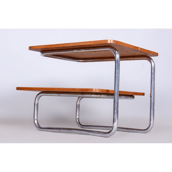 Image 1 of Vintage Bauhaus beuken en chromen salontafel van Mücke Melder, Tsjecho-Slowakije 1930