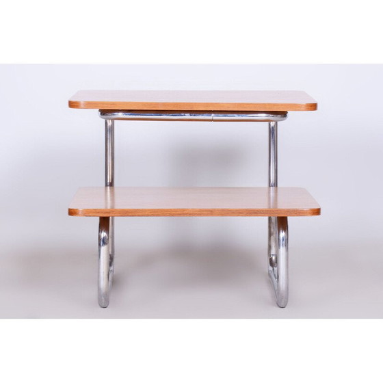 Image 1 of Vintage Bauhaus beuken en chromen salontafel van Mücke Melder, Tsjecho-Slowakije 1930