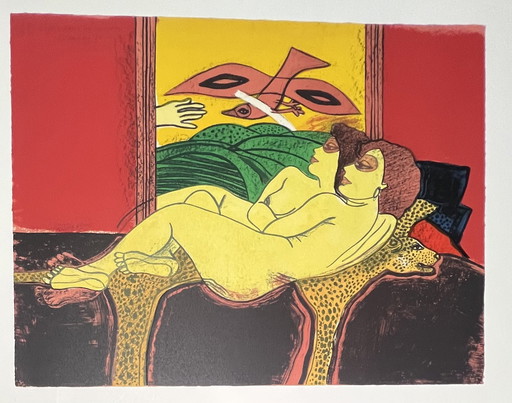 Gesigneerd; Guillaume Corneille Lithographie Reflet Dans Un. Miroir E/A 1980