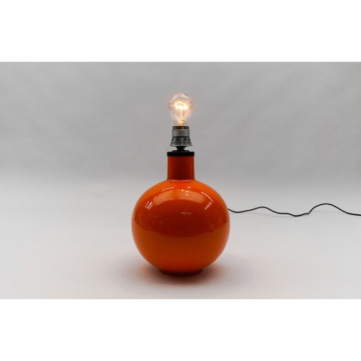 Vintage oranje keramieken tafellamp, Italië 1960