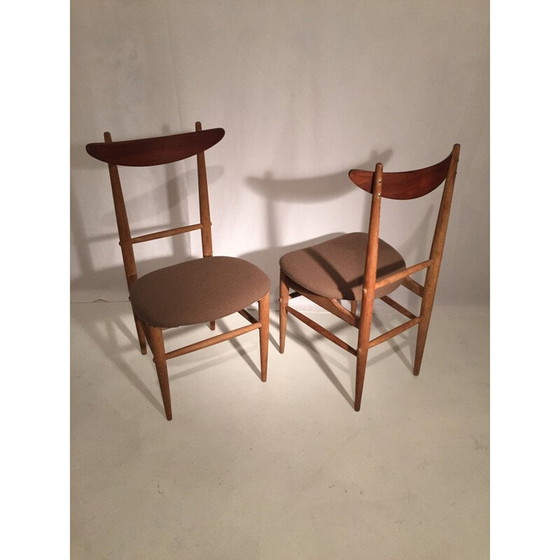 Image 1 of Set van 6 bruine stoelen - 1950