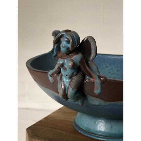 Image 1 of Vintage schaal met elfendecoraties van keramiek, 1980