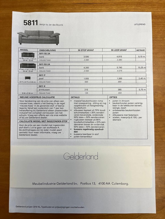 Image 1 of Gelderland Bank - Model 5811 - 188X92X80 - Nubukleer