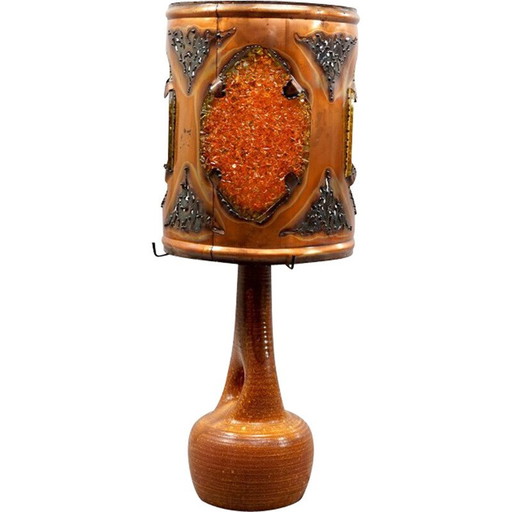 Vintage keramieken vloerlamp van Poterie d'Accolay, Frankrijk 1970