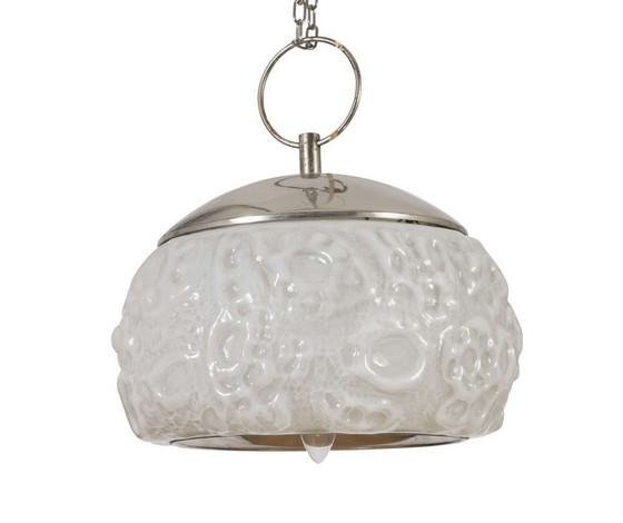 Image 1 of Mazzega Osso Plafond Hanglamp, Mid Century Modern, Art Deco, Carlo Nason, Murano glas, Chroom, Uniek