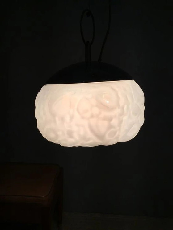 Image 1 of Mazzega Osso Plafond Hanglamp, Mid Century Modern, Art Deco, Carlo Nason, Murano glas, Chroom, Uniek