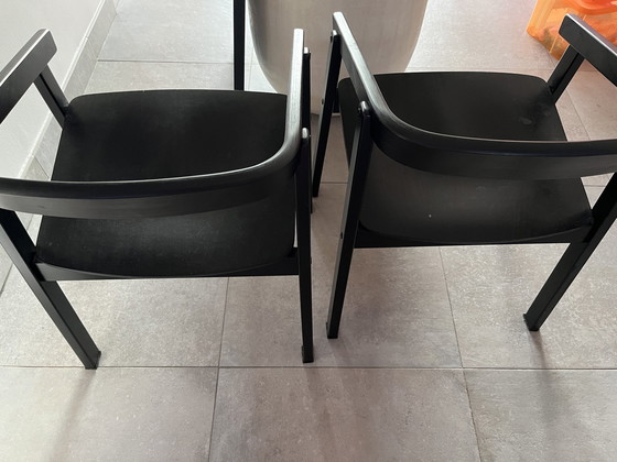 Image 1 of 4x Vintage massief zwart eikenhouten stoelen