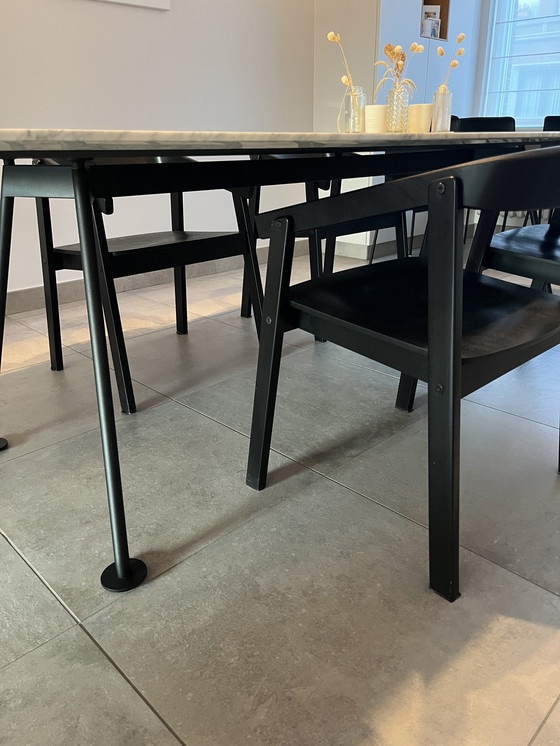 Image 1 of 4x Vintage massief zwart eikenhouten stoelen