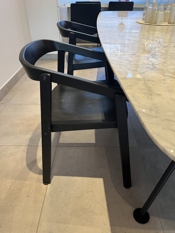 Image 1 of 4x Vintage massief zwart eikenhouten stoelen