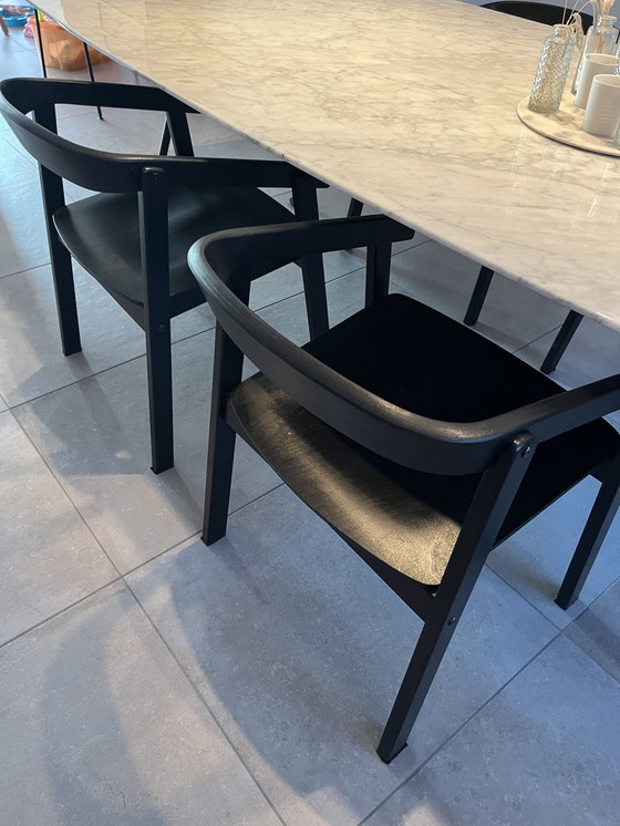 Image 1 of 4x Vintage massief zwart eikenhouten stoelen