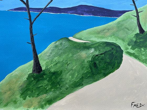 Image 1 of Het kustpad. Acryl door Frédéric Cadiou