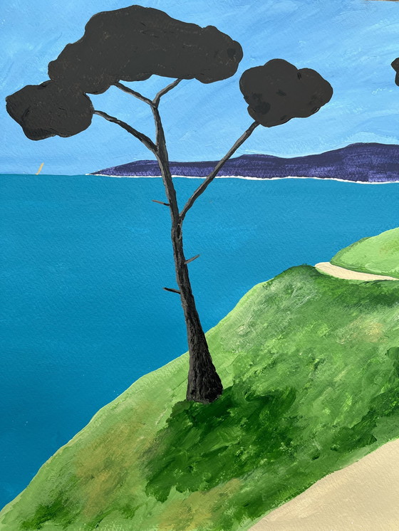 Image 1 of Het kustpad. Acryl door Frédéric Cadiou