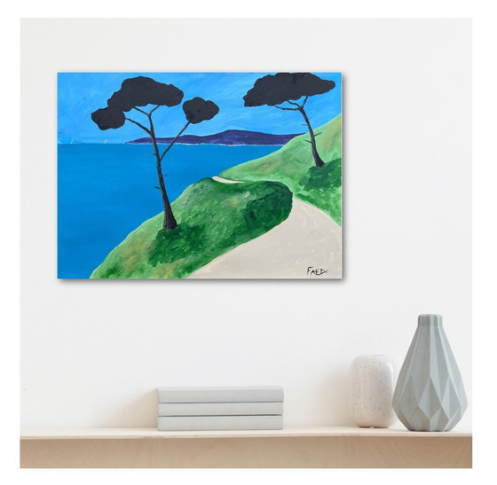 Image 1 of Het kustpad. Acryl door Frédéric Cadiou
