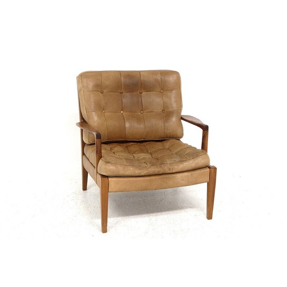 Image 1 of Vintage "Löven" fauteuil in teak en leer van Arne Norell, Zweden 1960