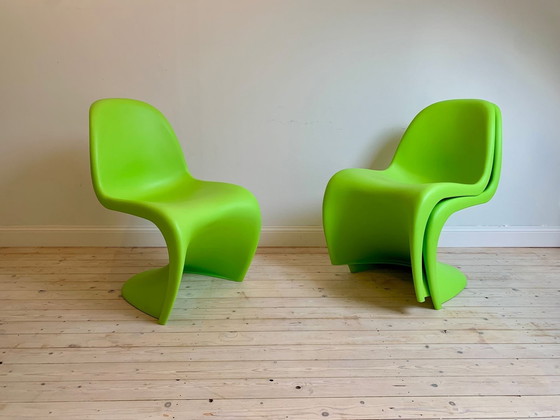 Image 1 of 6x Panton Stoelen Chairs Vitra Design Limoen Groen Lime Green