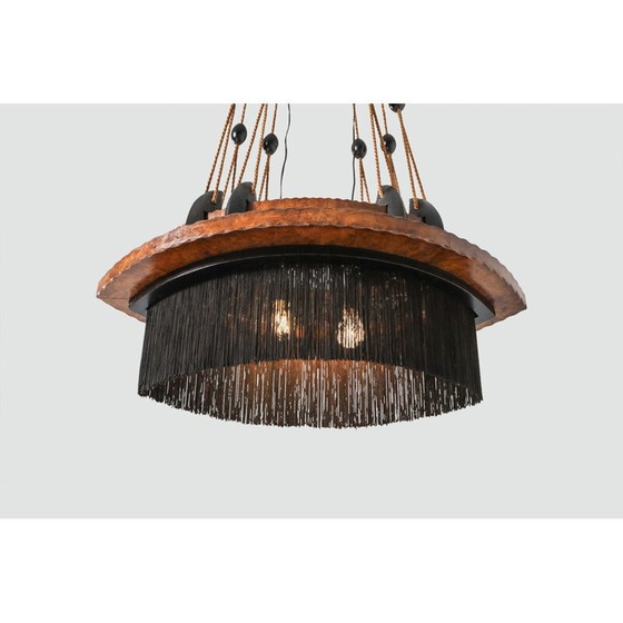 Image 1 of Vintage art deco kroonluchter van hout en lood, Nederland 1920
