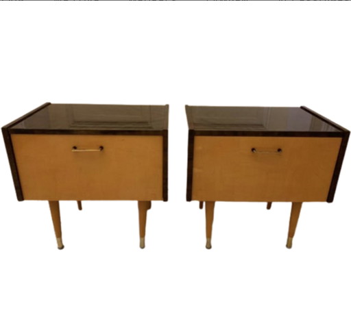 2x Midcentury nachtkastjes