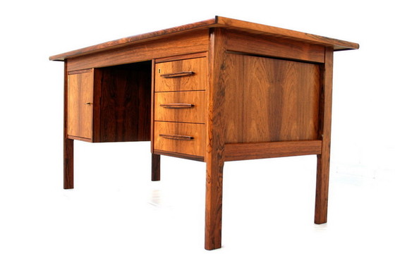 Image 1 of Deens Mid Century Braziliaans palissander / Rio palissander uitvoerend schrijfbureau / bureau