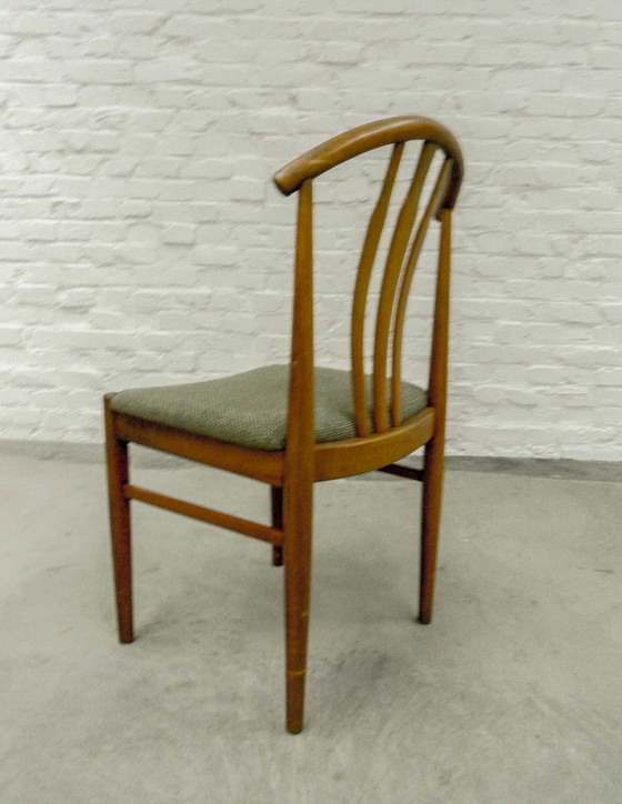 Image 1 of Scandinavische eetkamerstoelen in olijfgroen op massief eikenhouten frame, set van 4, jaren 60, Zweden