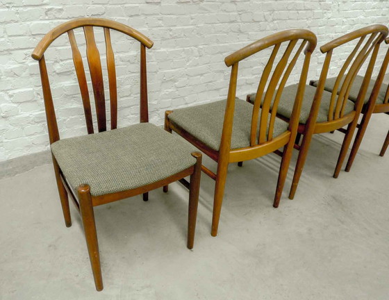 Image 1 of Scandinavische eetkamerstoelen in olijfgroen op massief eikenhouten frame, set van 4, jaren 60, Zweden