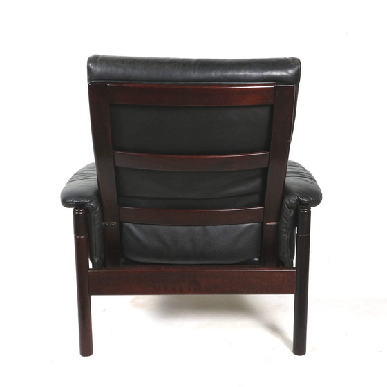 Image 1 of Zwart leren jaren ’60 fauteuil