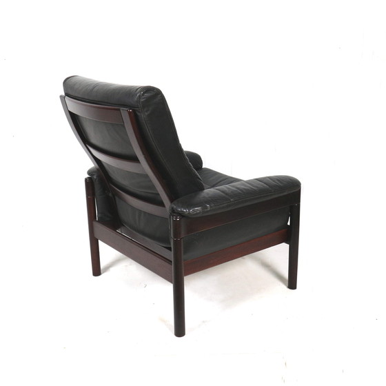 Image 1 of Zwart leren jaren ’60 fauteuil