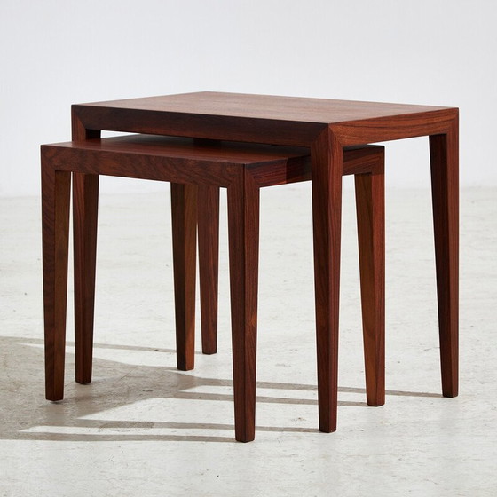 Image 1 of Vintage model 163 palissander nesttafels van Severin Hansen voor Haslev Møbelfabrik
