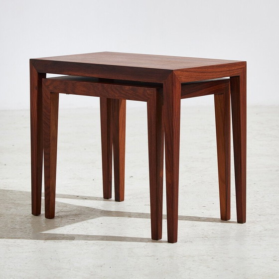 Image 1 of Vintage model 163 palissander nesttafels van Severin Hansen voor Haslev Møbelfabrik