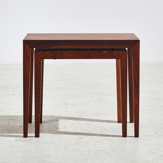 Image 1 of Vintage model 163 palissander nesttafels van Severin Hansen voor Haslev Møbelfabrik