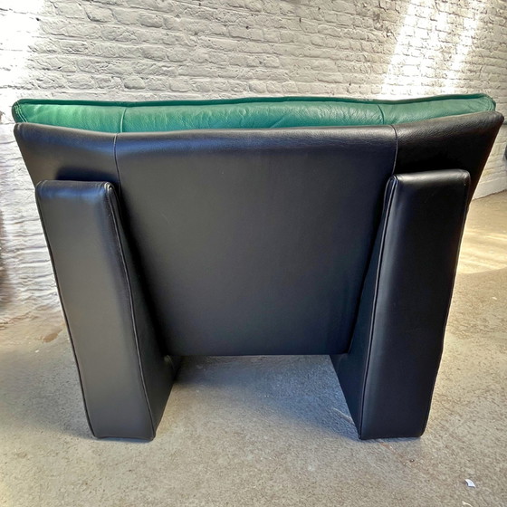 Image 1 of Design fauteuil leer - Nicoletti Salotti - groen/zwart