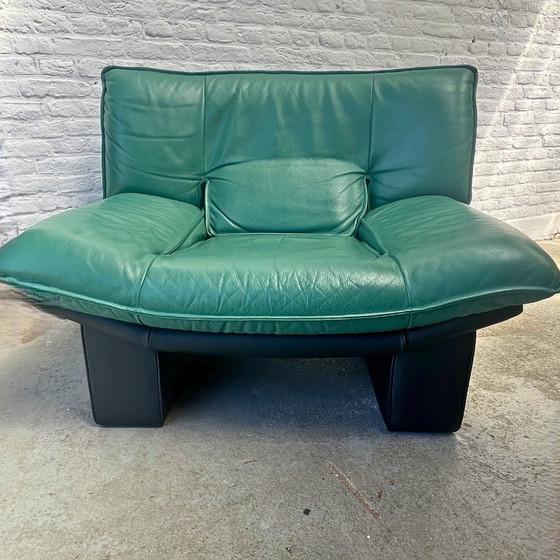 Image 1 of Design fauteuil leer - Nicoletti Salotti - groen/zwart