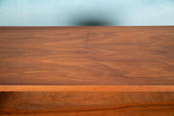 Image 1 of Vintage walnoot wandkast haarspeld, midmod walnut bookcase