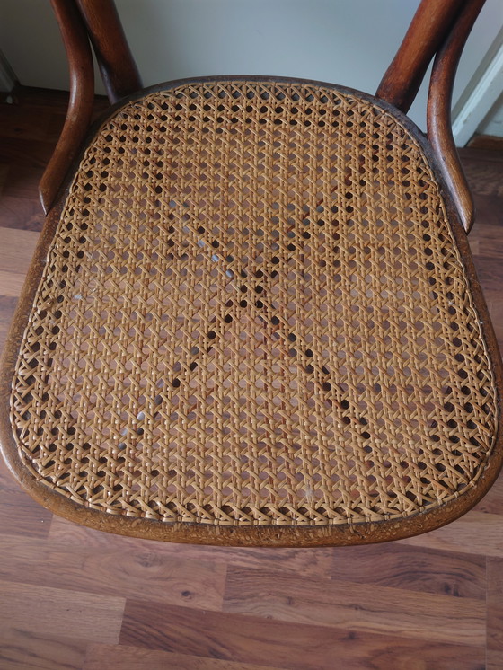 Image 1 of Antique Wooden chair, handwoven webbing