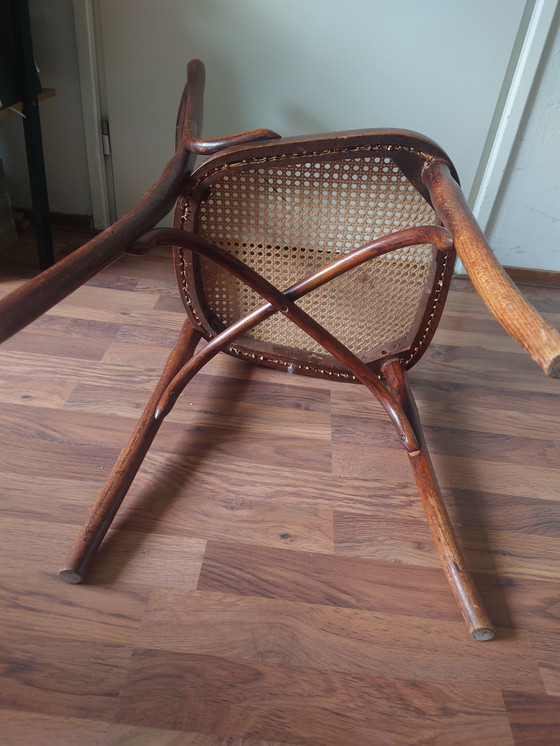 Image 1 of Antique Wooden chair, handwoven webbing