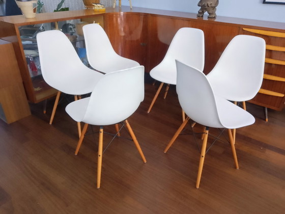 Image 1 of 6x Eames DSW eetkamerstoel Vitra