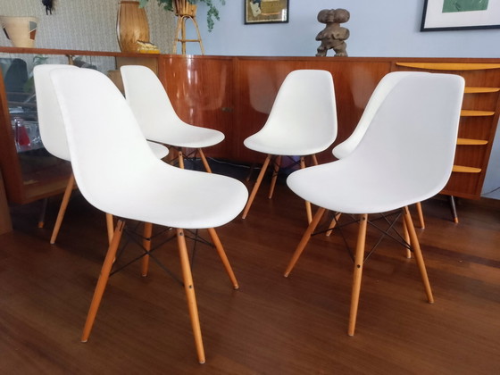 Image 1 of 6x Eames DSW eetkamerstoel Vitra