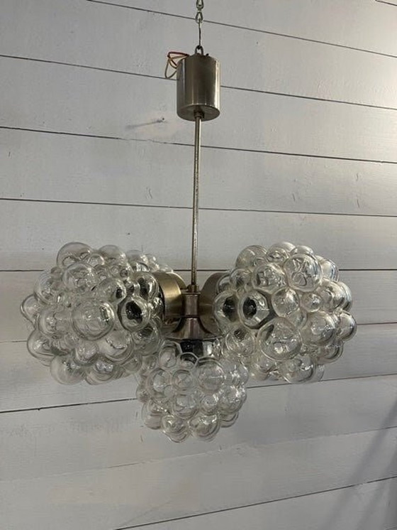 Image 1 of Prachtige handgemaakte Spoetniklamp van glas en chroom