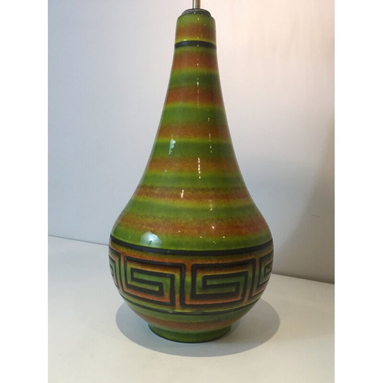 Image 1 of Vintage lamp van keramiek met Griekse sleutel, Frankrijk 1970