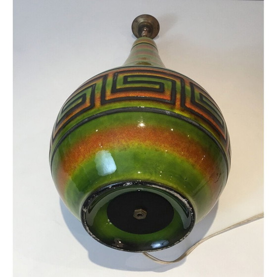 Image 1 of Vintage lamp van keramiek met Griekse sleutel, Frankrijk 1970