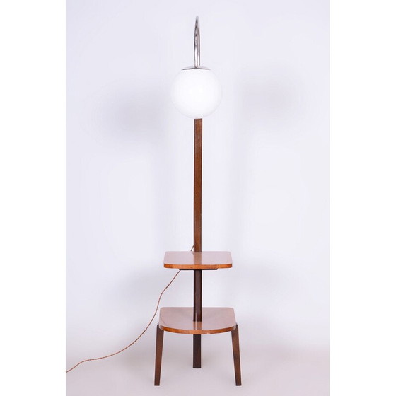 Image 1 of Vintage Art Deco vloerlamp in walnoot en beuken door Jindrich Halabala voor Up Zavody, Tsjecho-Slowakije 1930